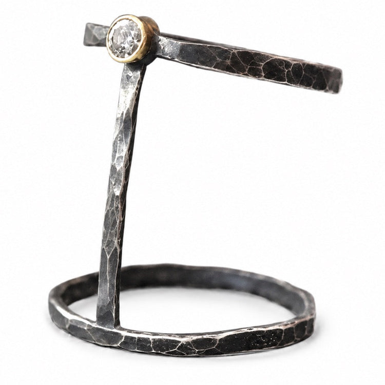 Skyline Oxidized Sterling Silver Diamond Cuff Ring