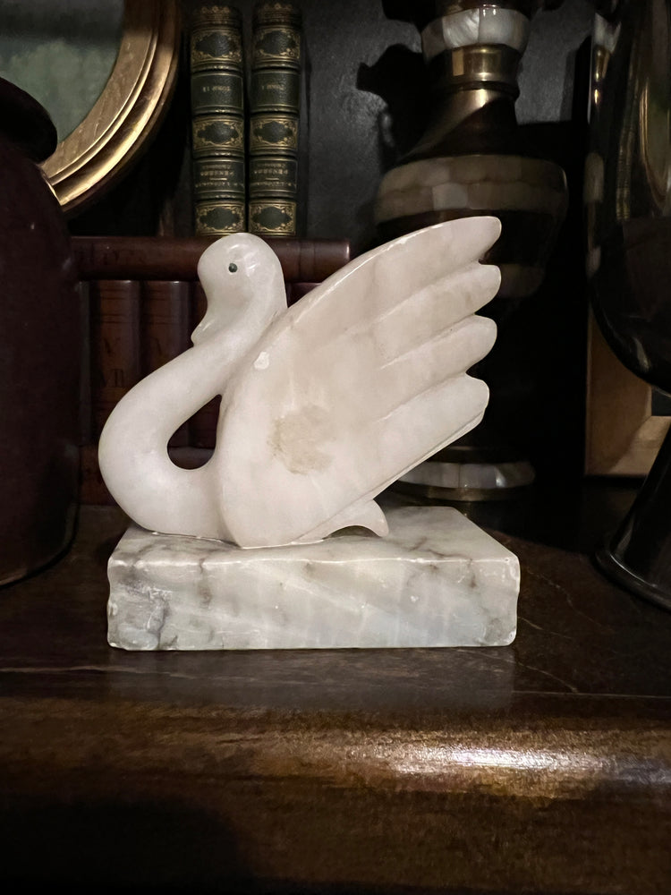 Vintage Alabaster Swan Bookend