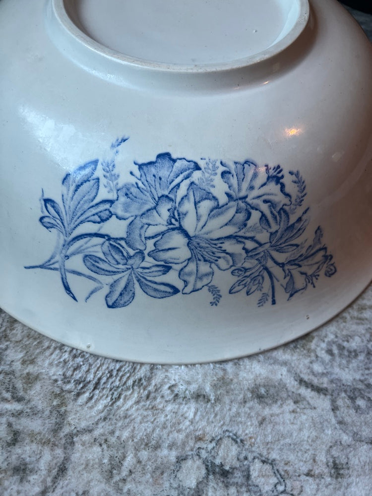Large Vintage French Blue and White Terre de Fer Bowl