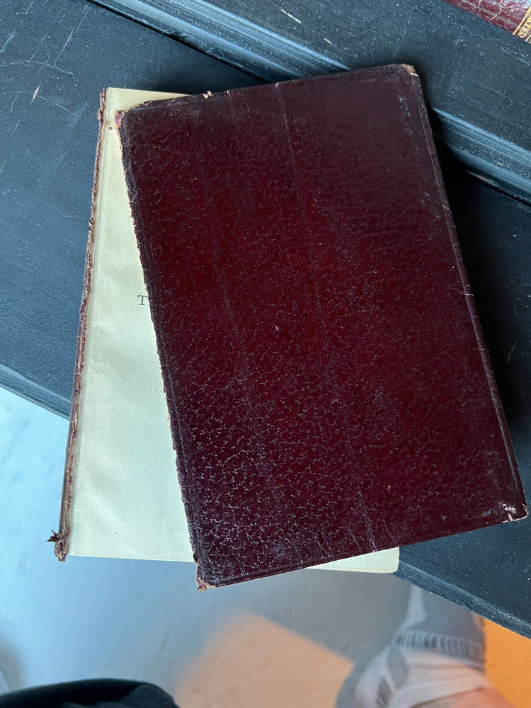 Set of 3 Antique Maroon Leather Collins Books