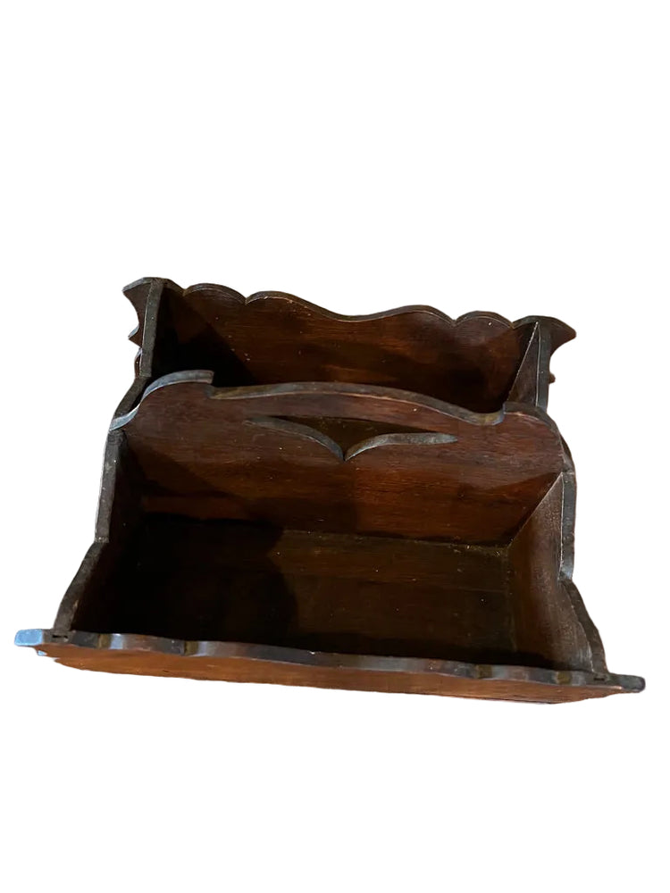 Antique Wood Utensil Tray