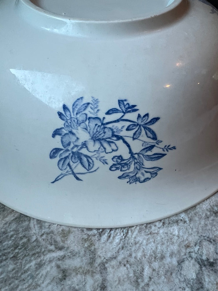 Large Vintage French Blue and White Terre de Fer Bowl