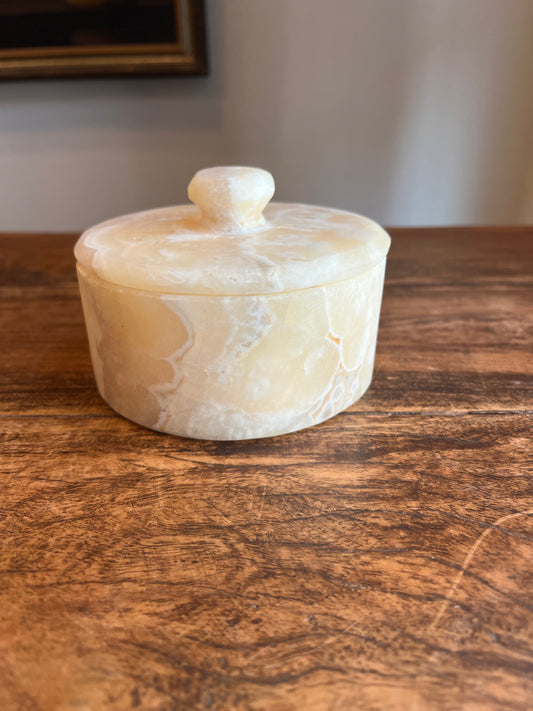 Vintage Alabaster Jar with Lid