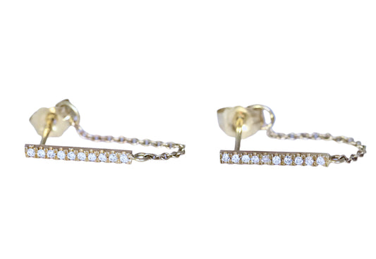 14K Diamond Bar Chain Earrings | AVIE collection Fine Jewelry