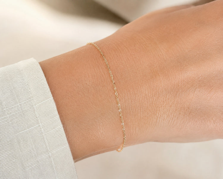 Next to Nothing Bracelet - 14K Gold Thin Delicate Chain