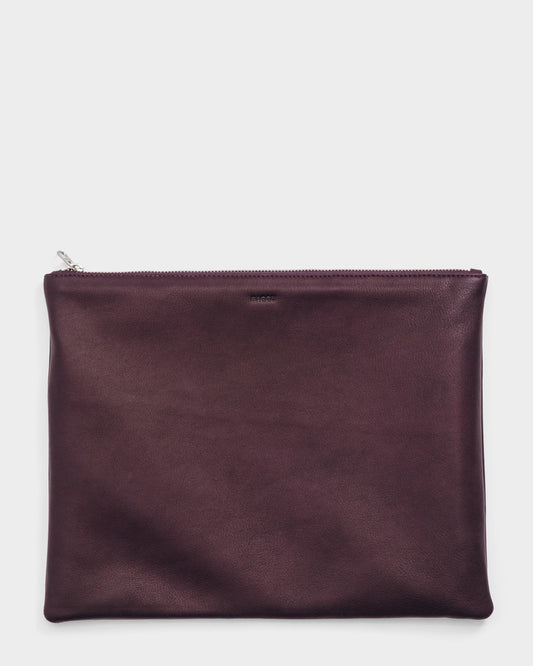 Baggu Leather Large Flat Pouch, Oxblood