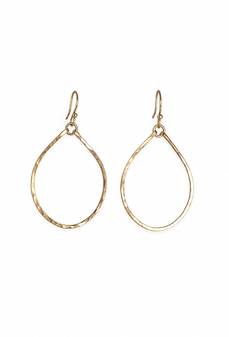 Small Gold Hammered Teardrop Earrings