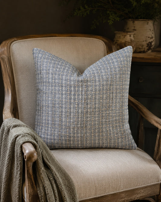 Woven Gray, Cream and Tan 21" Square Pillow Cover