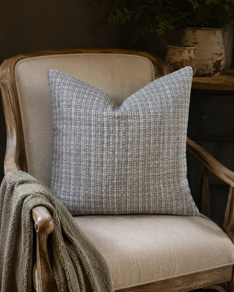 Woven Gray, Cream and Tan 21" Square Pillow Cover