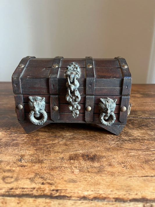 Vintage Old Wood Treasure Chest Box