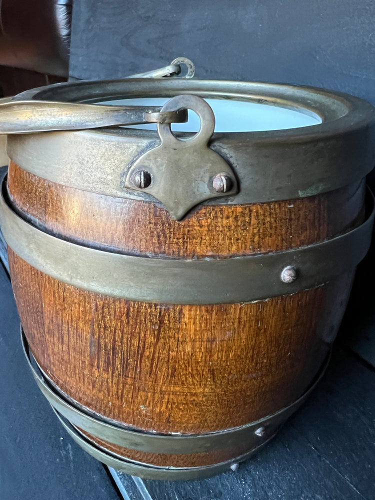 Vintage Edwardian English Wood Biscuit Barrel