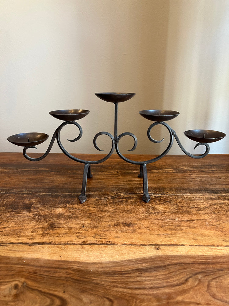 Vintage Black Metal Candelabras - Set of 2