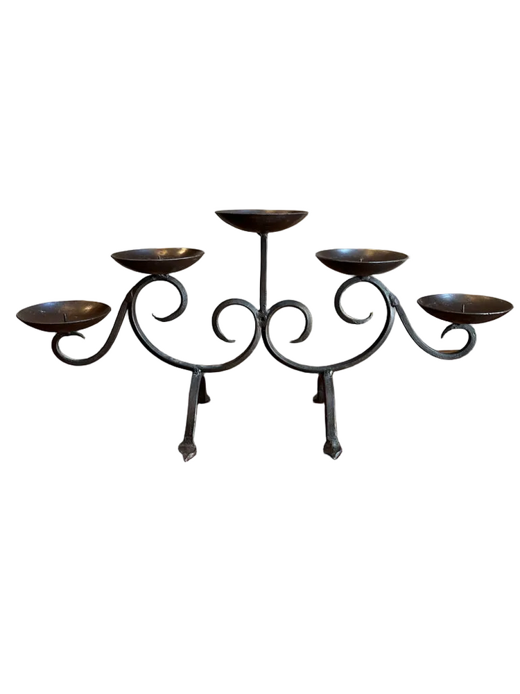 Vintage Hand Forged Black Iron Candelabra