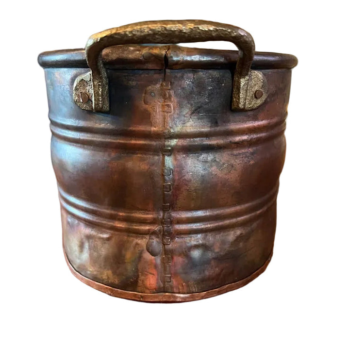 Antique Oval Copper Planter Bucket