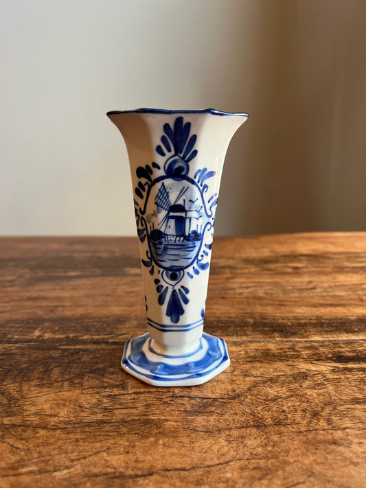 Vintage Small Blue and White Delft Blue Vase