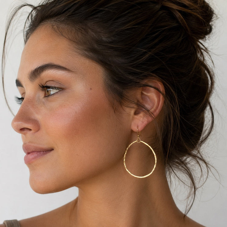 Hammered Hoop Earrings | Gold, Sterling Silver, Rose Gold