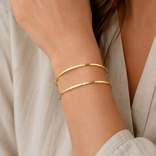 Gold Double Band Cuff Bracelet