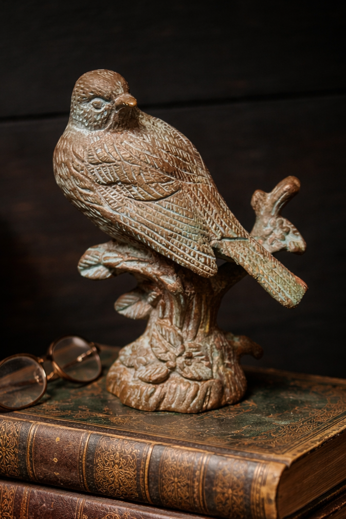Vintage Bronze Bird Statue