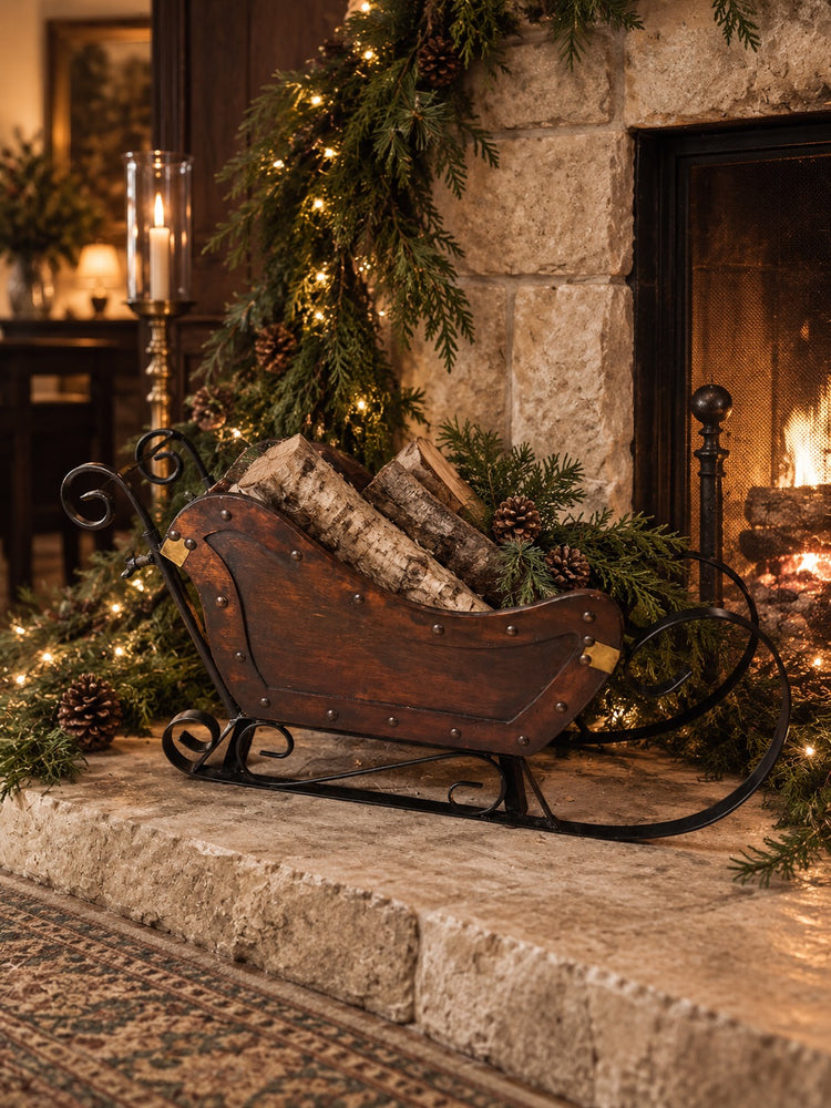 Vintage Wood and Metal Winter Sleigh