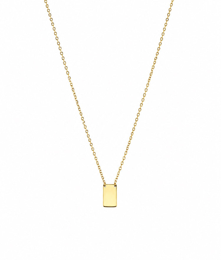 14K Gold Rectangle Tag Necklace