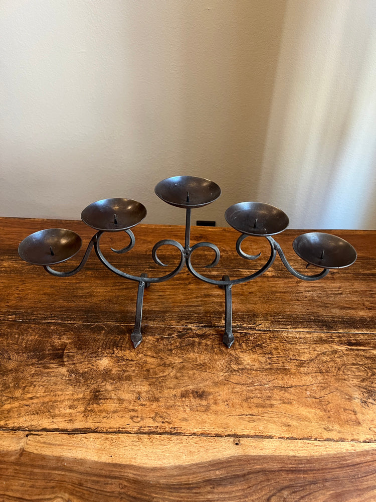 Vintage Black Metal Candelabras - Set of 2