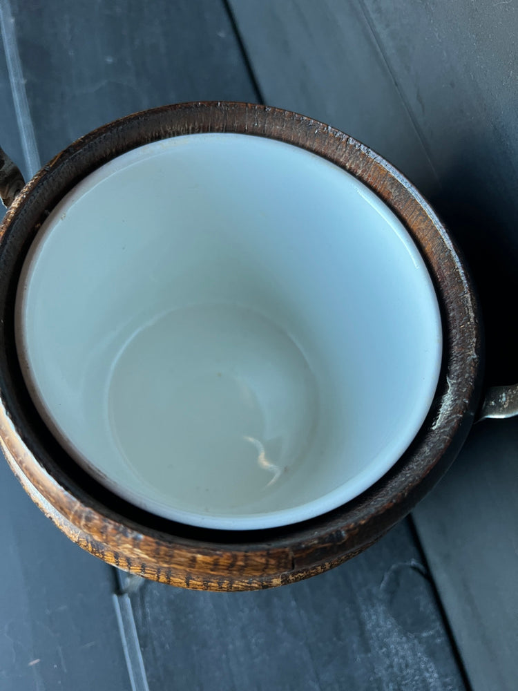 Vintage Edwardian English Wood Biscuit Barrel