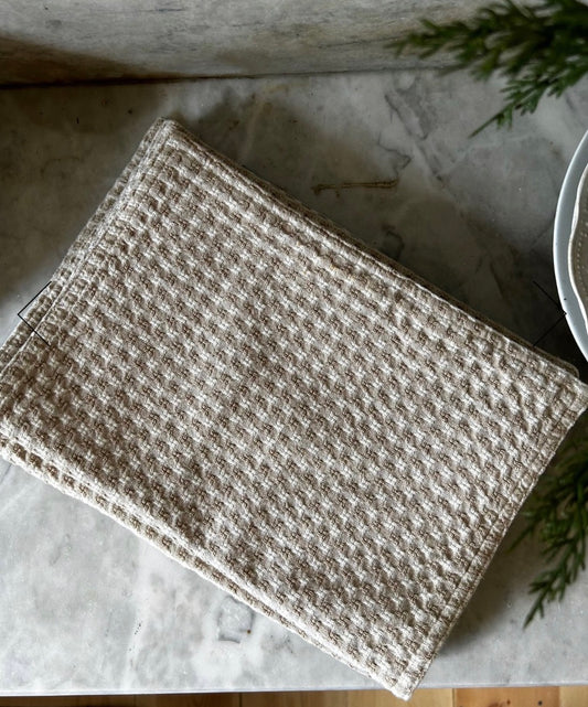 Set of 4 Vintage Gingham Tan and Cream Placemates