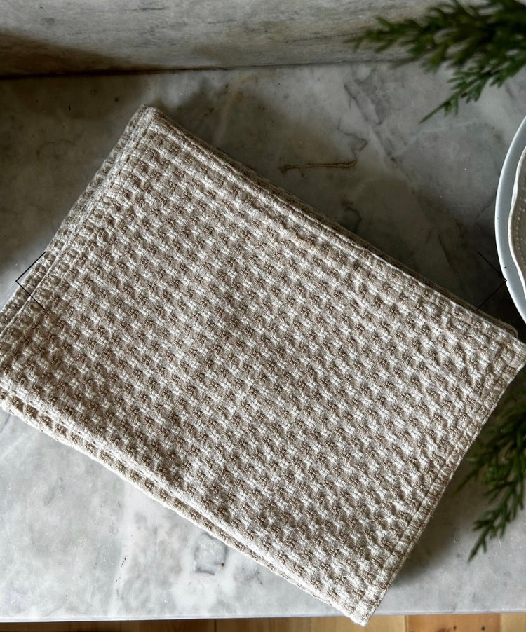 Set of 4 Vintage Gingham Tan and Cream Placemates