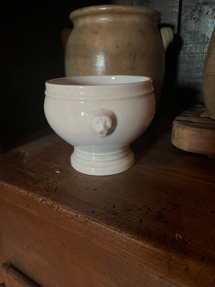 Antique Vintage French White Lion Head Bowl
