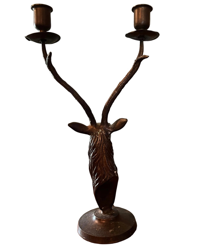 Vintage Bronze Deer Candle Holder