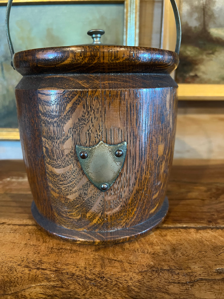 English Antique Oak Biscuit Barrel