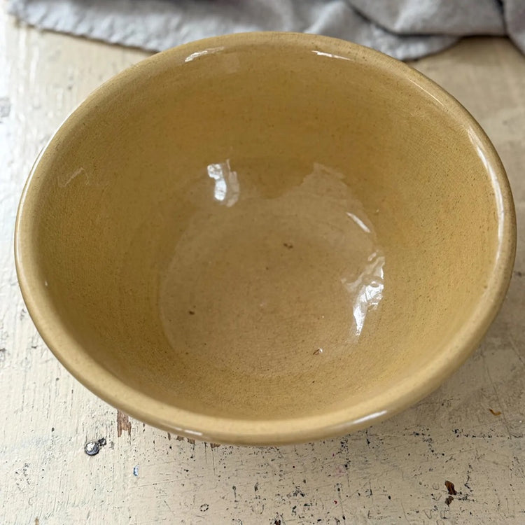 Antique American Yellow Stoneware Bowl