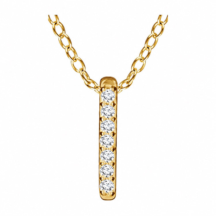 14K Gold Tiny Vertical Diamond Bar Necklace