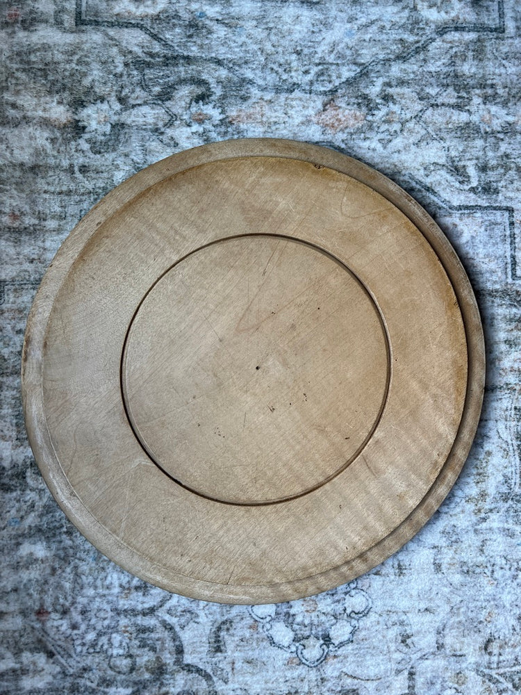Antique Vintage English Round Bread Board - Wheat