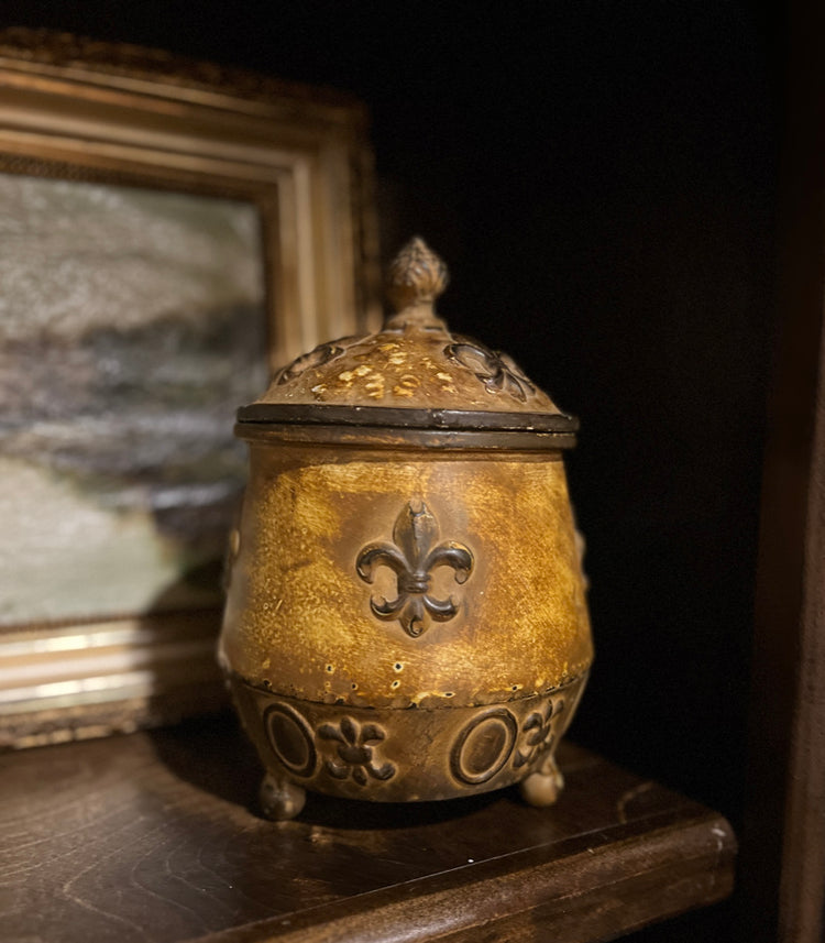 Vintage Fleur de Metal Canister