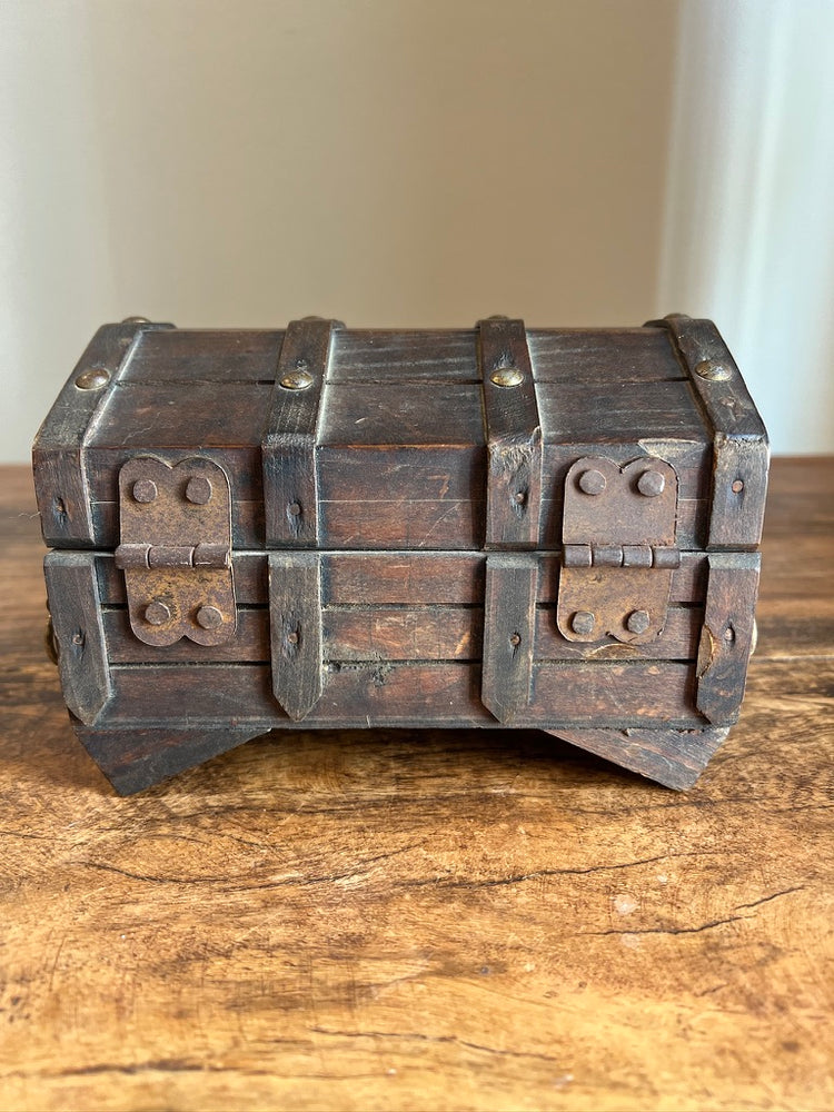 Vintage Old Wood Treasure Chest Box