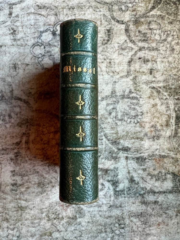 Antique French Green Leather Bound Missel Book, 1893