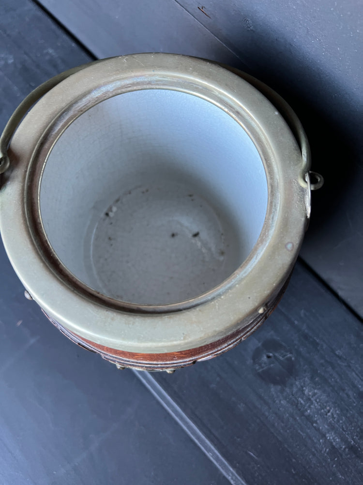 Vintage Edwardian English Wood Biscuit Barrel