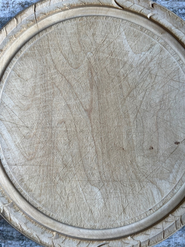 Antique Vintage English Round Bread Board - Flowers