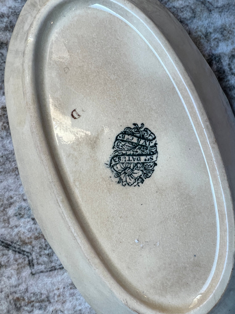 Antique French Terre de Fer Ravier Dish