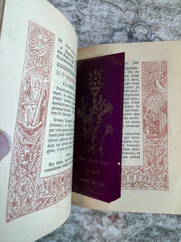 Antique French Green Leather Bound Missel Book, 1893