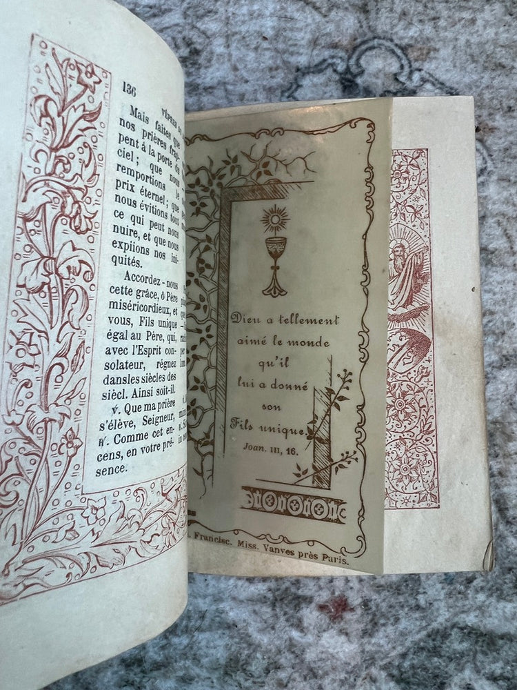 Antique French Green Leather Bound Missel Book, 1893