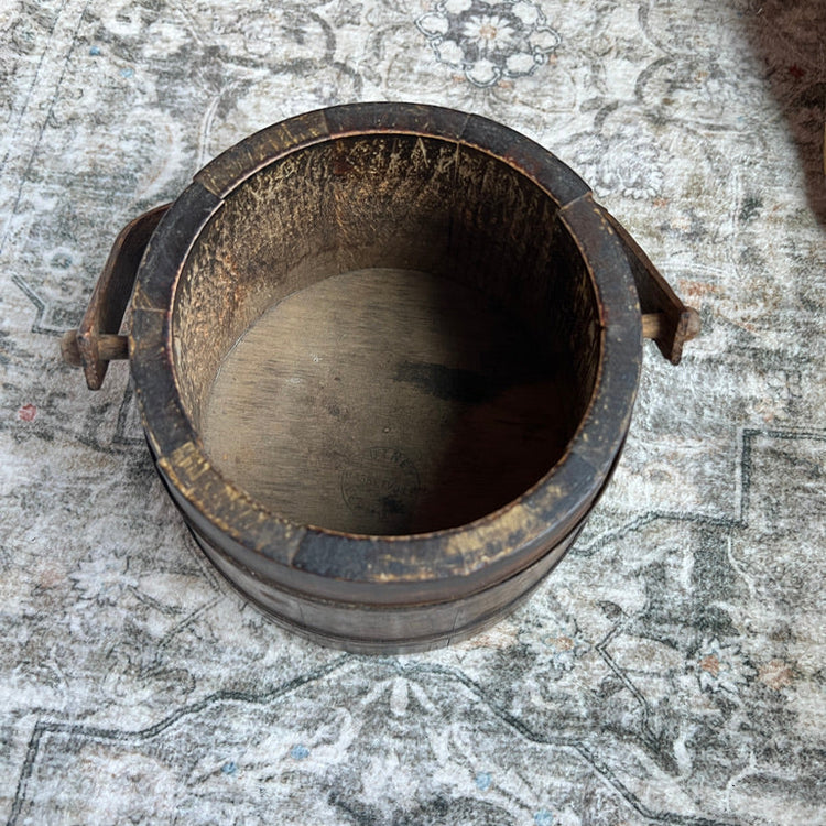 Antique Vermont Maple Bucket with Handle