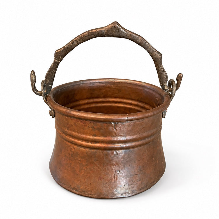 Small Primitive Antique Copper Cauldron