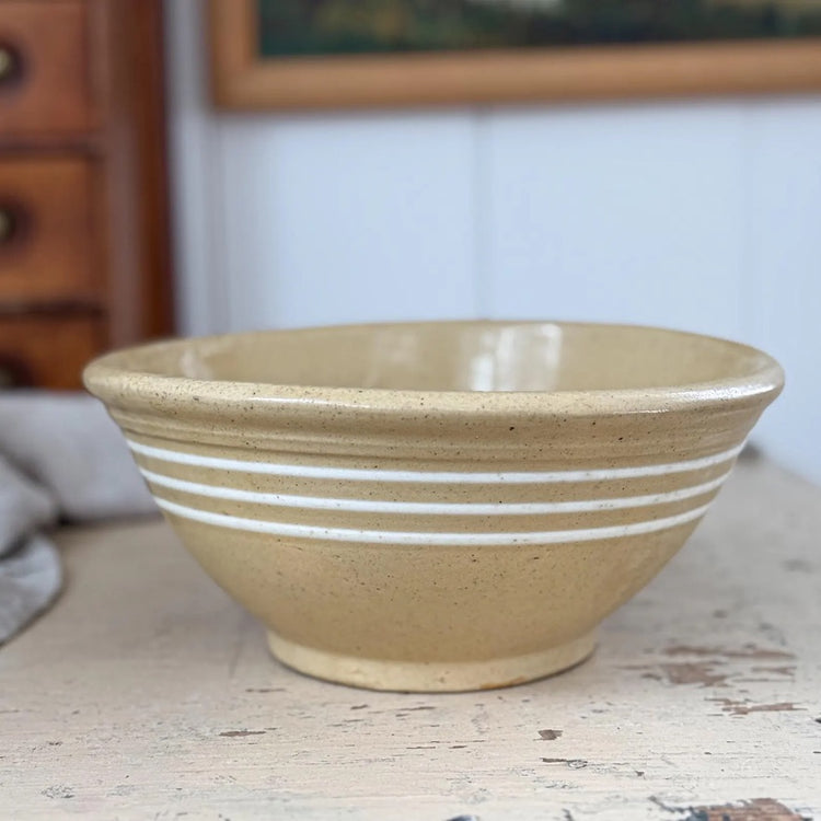 Antique American Yellow Stoneware Bowl
