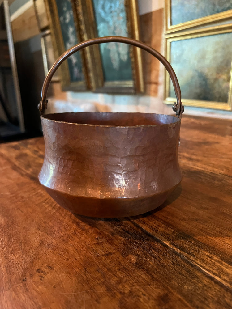 Antique Hammered Copper Cauldron
