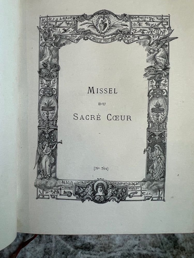 Sacre Coeur Antique French Green Leather Bound Missel Book, 1893