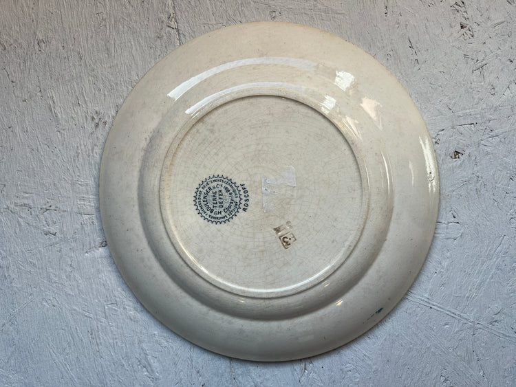 Blue Antique French Ironstone Terre De Fer Choisy le Roi "Roscoff" Plate