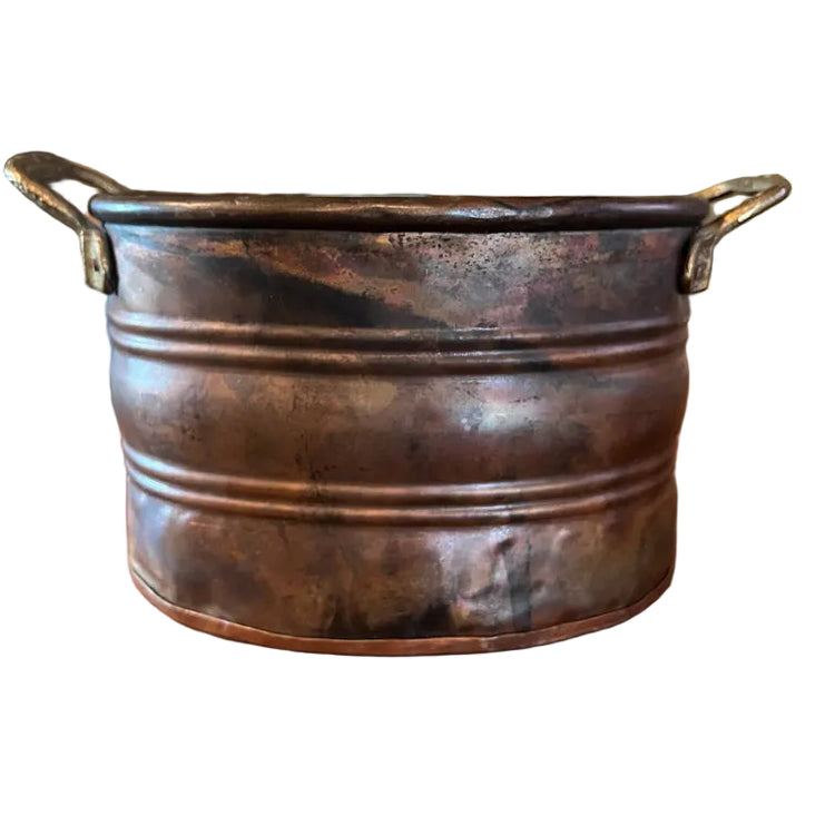 Antique Oval Copper Planter Bucket