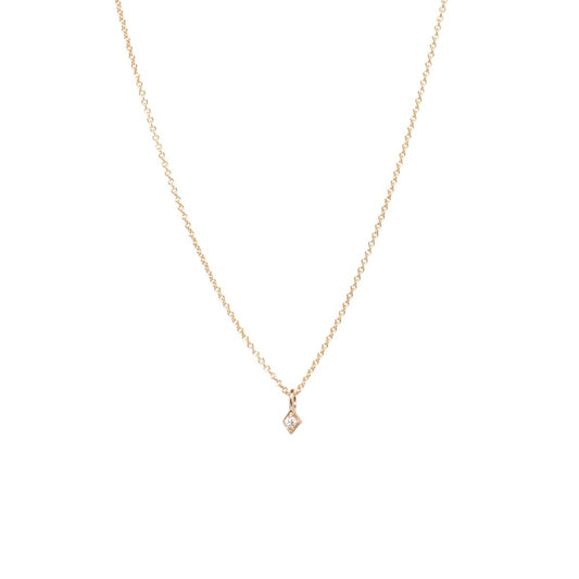 14K Gold Seriously Tiny Diamond Solitaire Necklace
